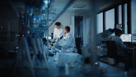 nurse and doctor in hospital laboratory