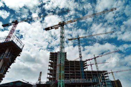 cranes in uk construction site